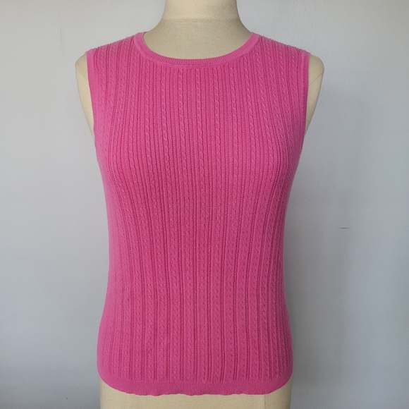 Foxcroft Set of Two Pink & Purple Cable Knit Sleeveless Sweater Vests SZ M - Picture 8 of 14
